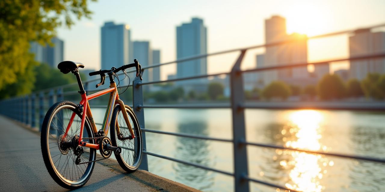 隅田川テラスを走るカラフルな自転車